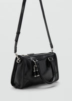 Mini Shiny Handbag With Handles Black
