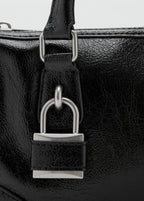 Mini Shiny Handbag With Handles Black