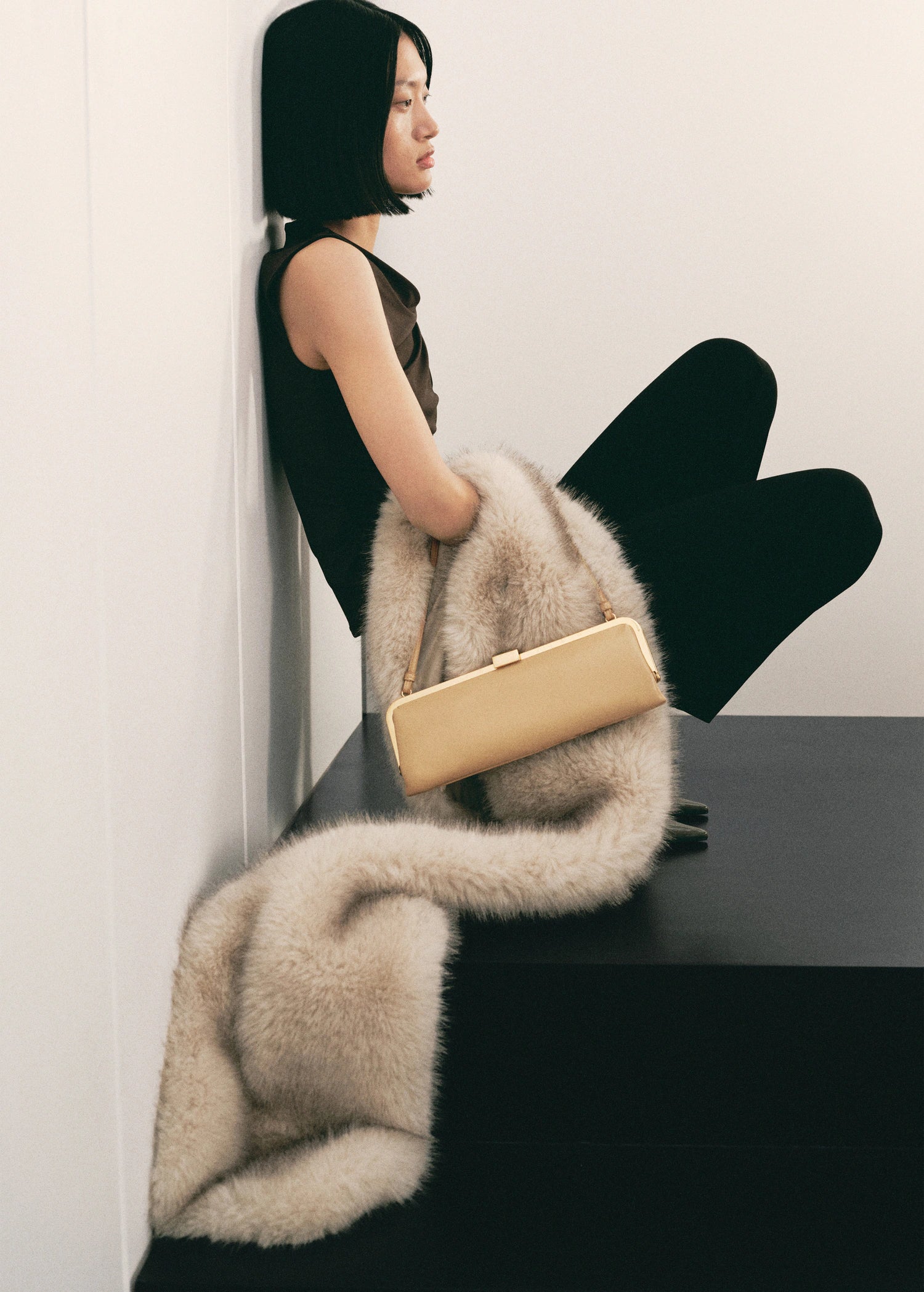 Metallic Clutch Handbag Vanilla