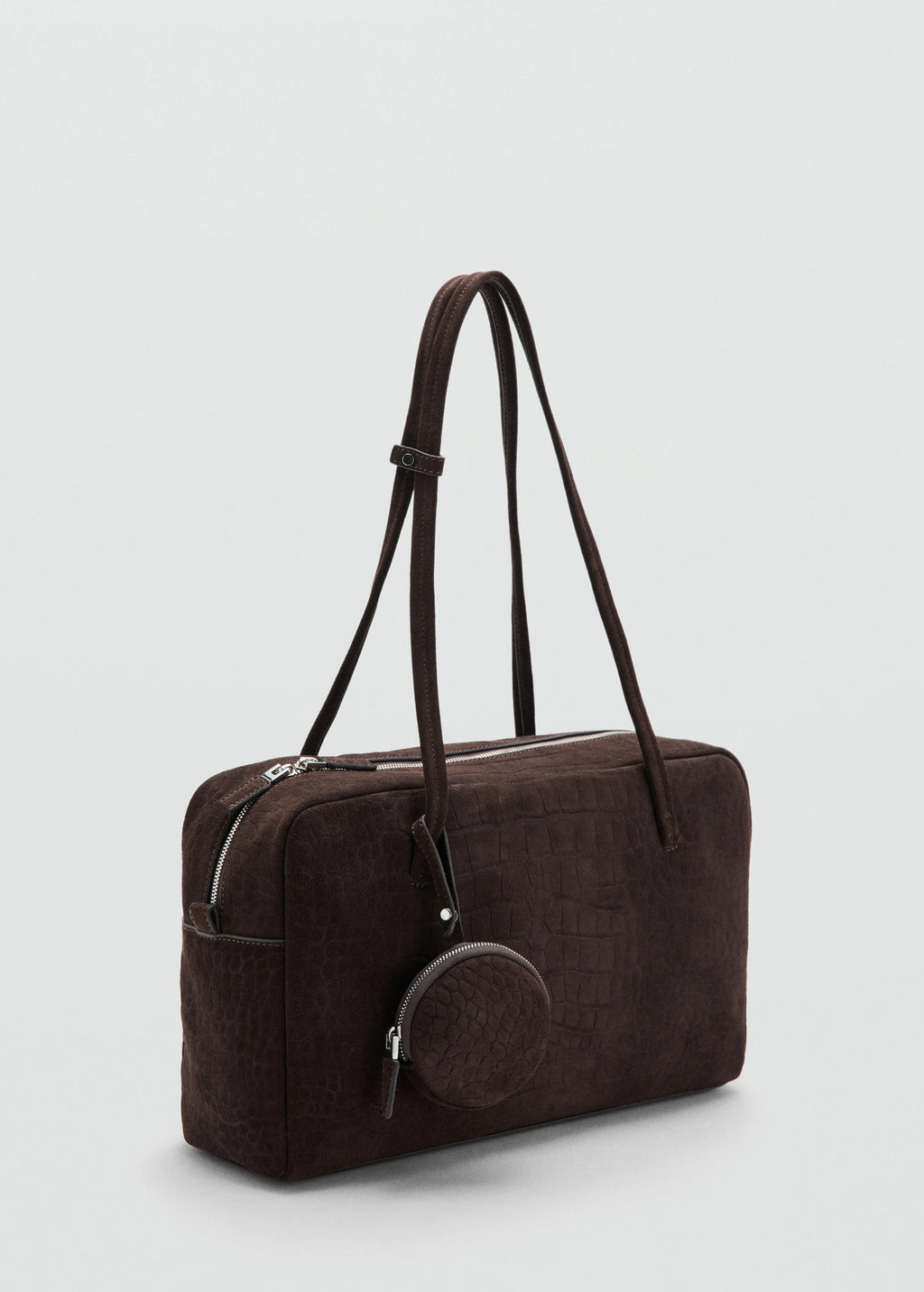 Medium Suede Bowling Bag Chocolate