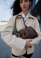Medium Shoulder Bag With Snap Hook Chocolate