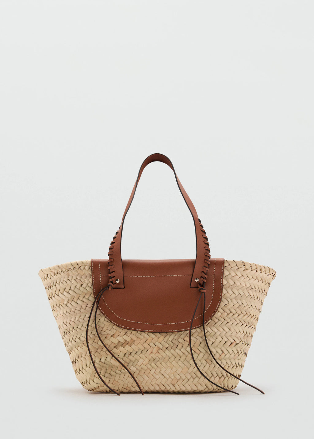 Medium Natural Fibre Tote Bag Leather