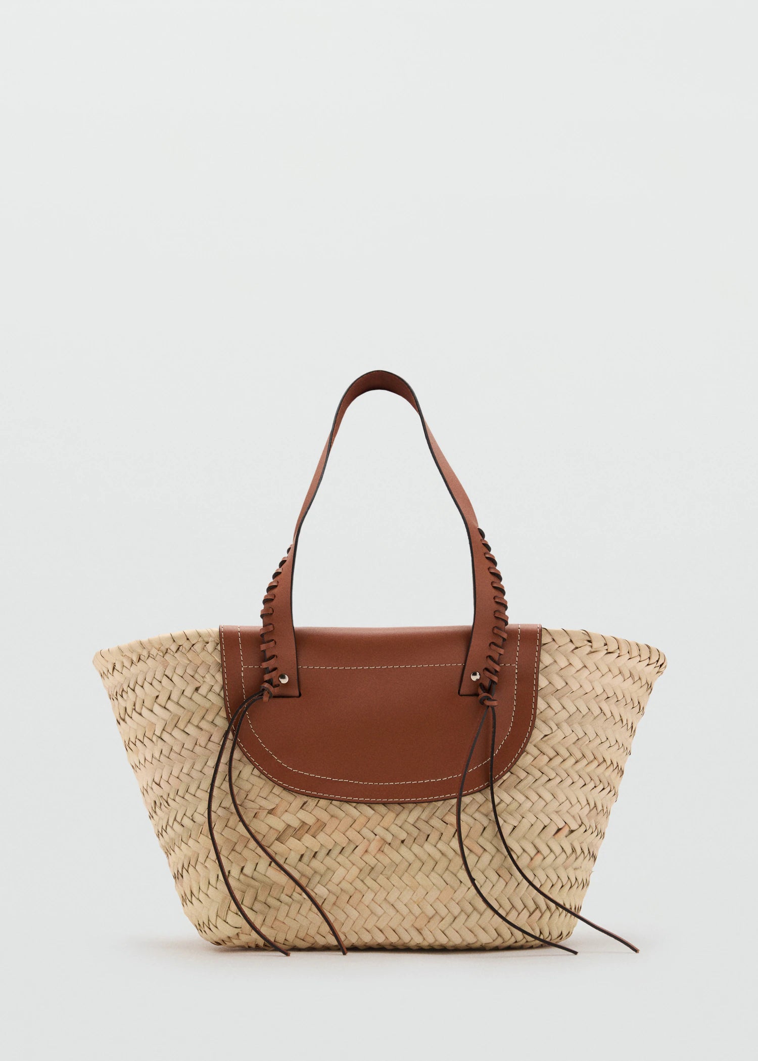 Medium Natural Fibre Tote Bag Leather