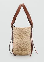 Medium Natural Fibre Tote Bag Leather