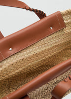 Medium Natural Fibre Tote Bag Leather