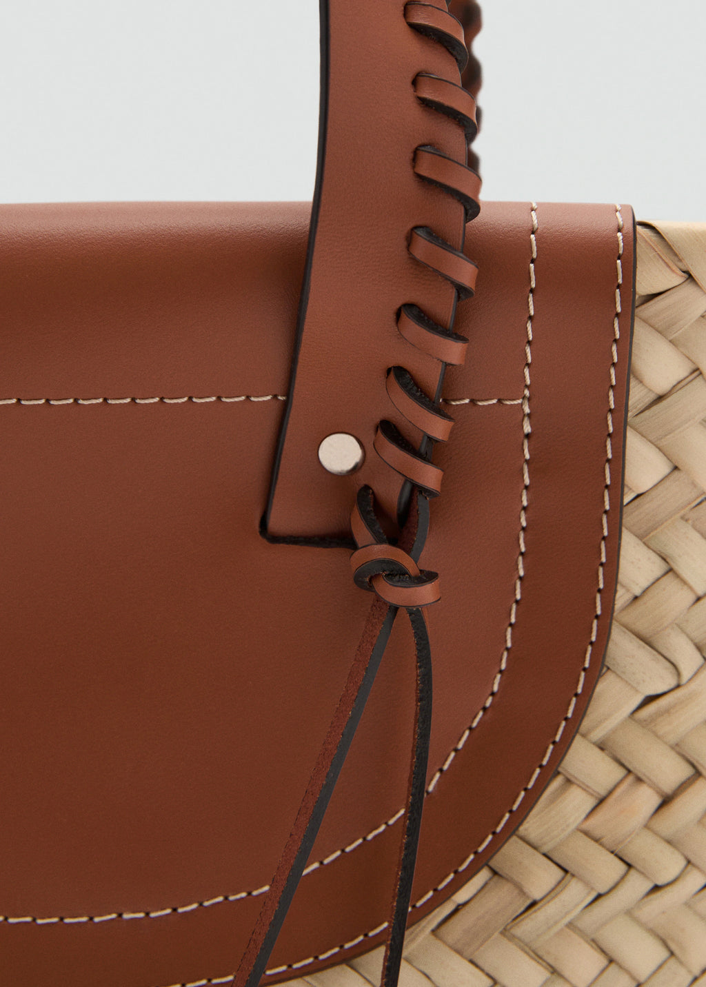 Medium Natural Fibre Tote Bag Leather