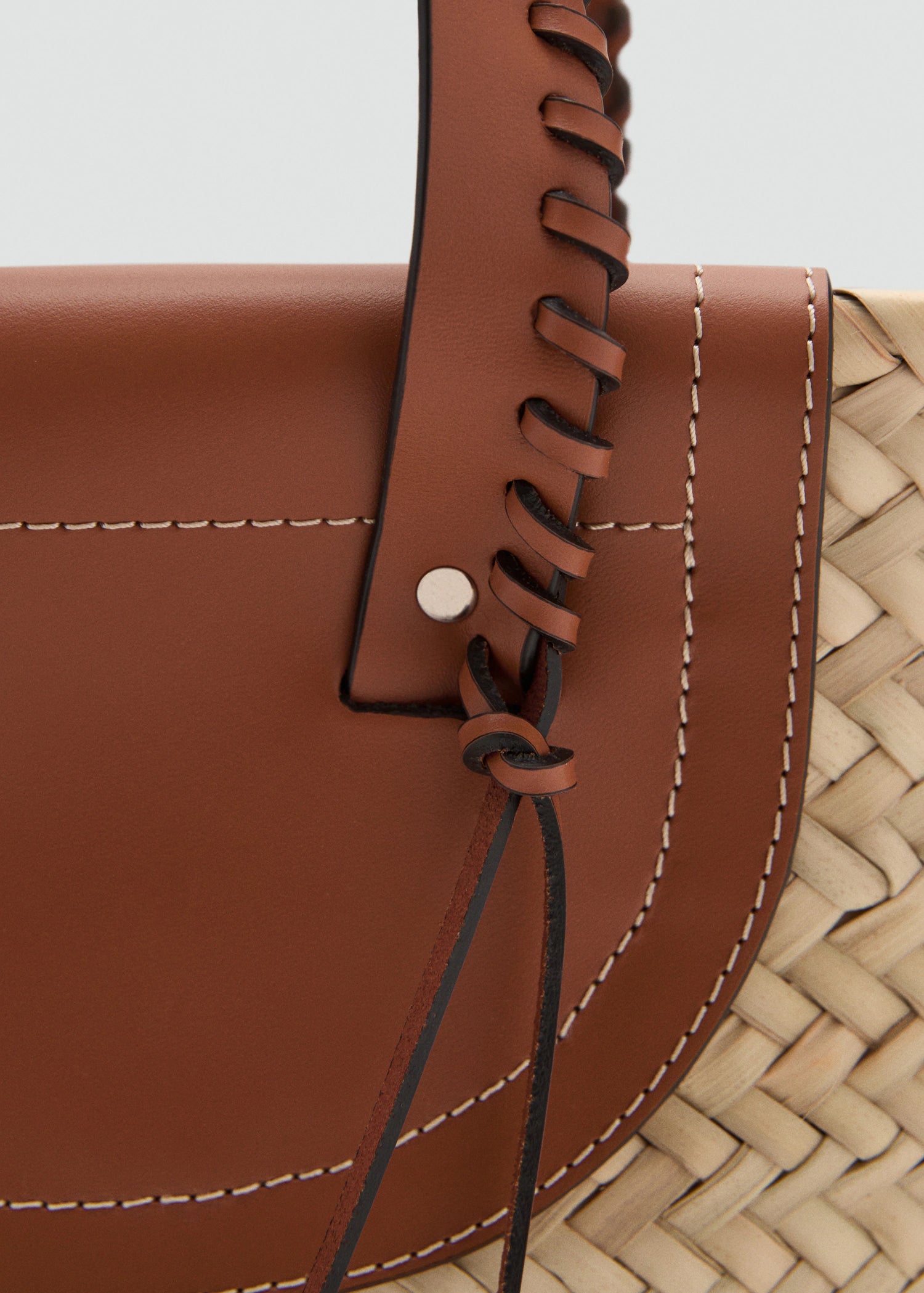 Medium Natural Fibre Tote Bag Leather