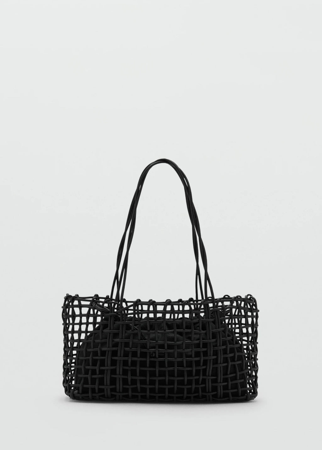 Medium Braided Shoulder Bag Black