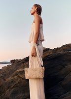 Medium Braided Shoulder Bag Off White