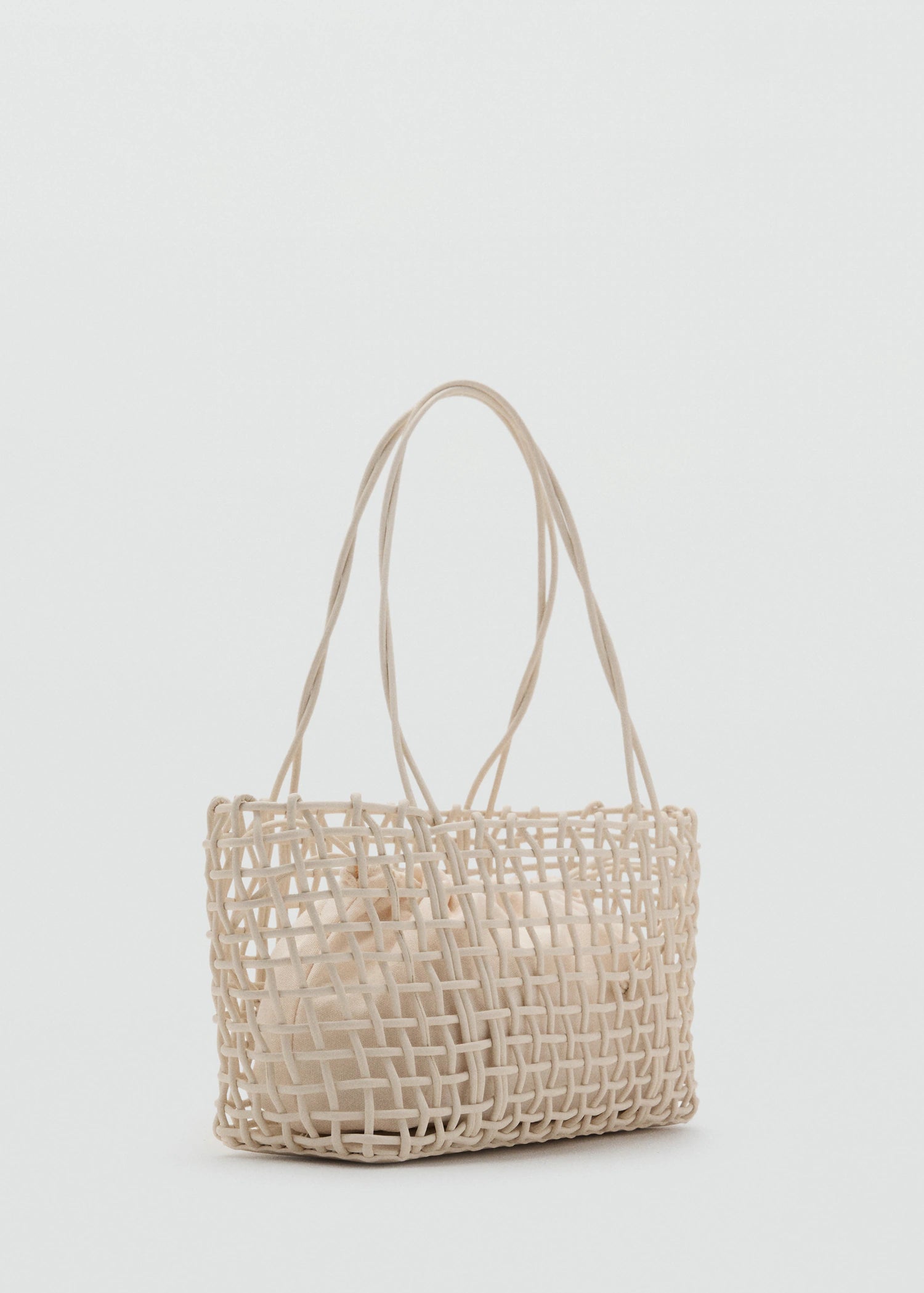 Medium Braided Shoulder Bag Off White