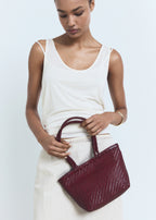 Medium Braided Leather Bag Burgundy