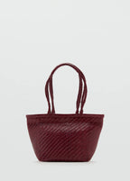 Medium Braided Leather Bag Burgundy
