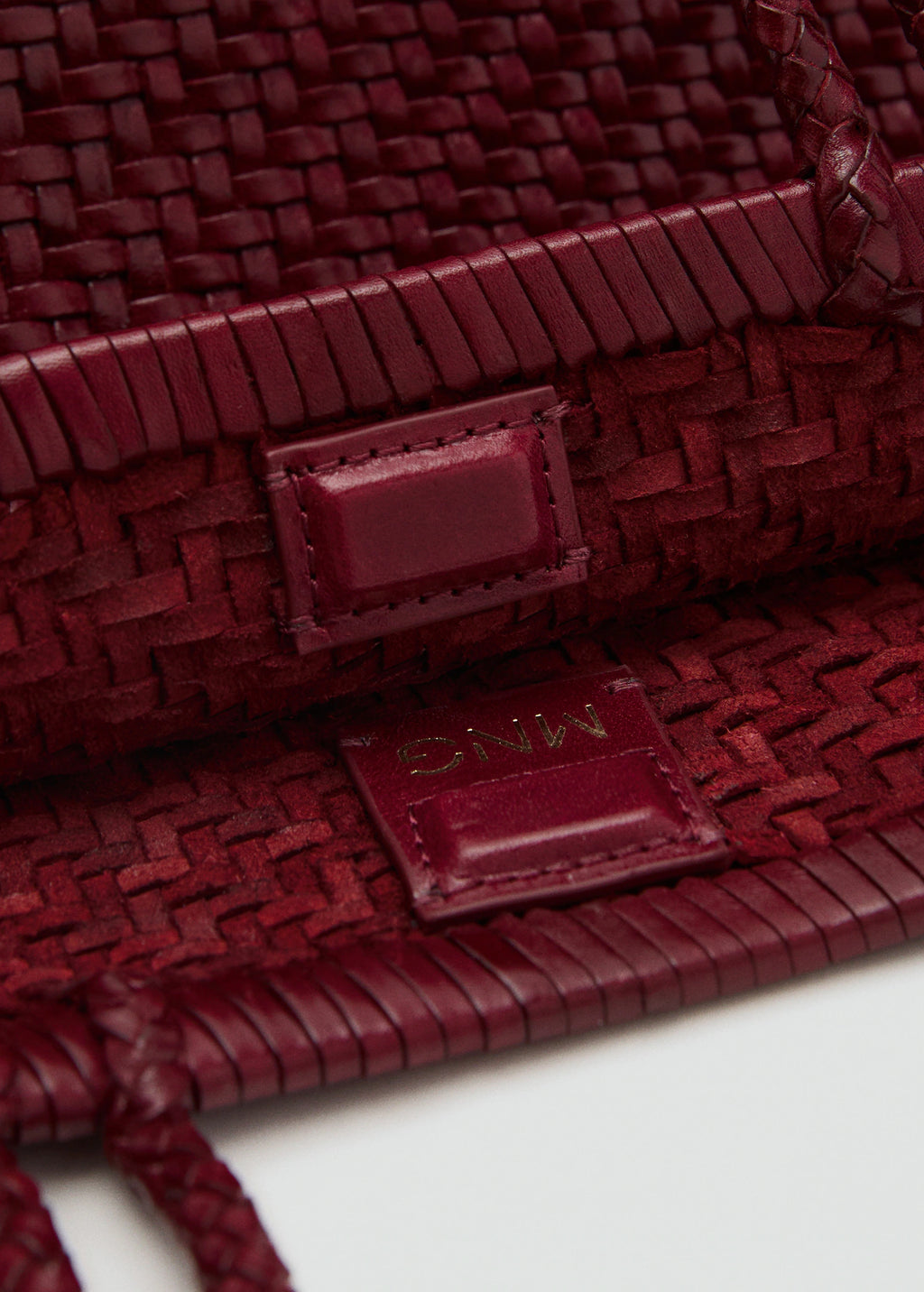 Medium Braided Leather Bag Burgundy