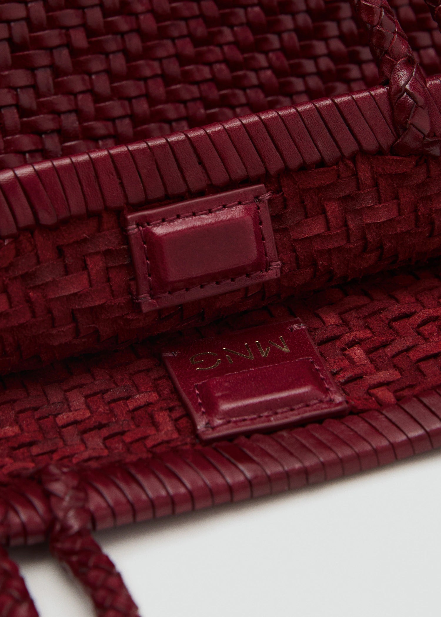 Medium Braided Leather Bag Burgundy