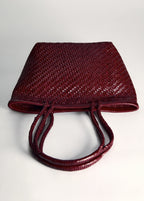 Medium Braided Leather Bag Burgundy