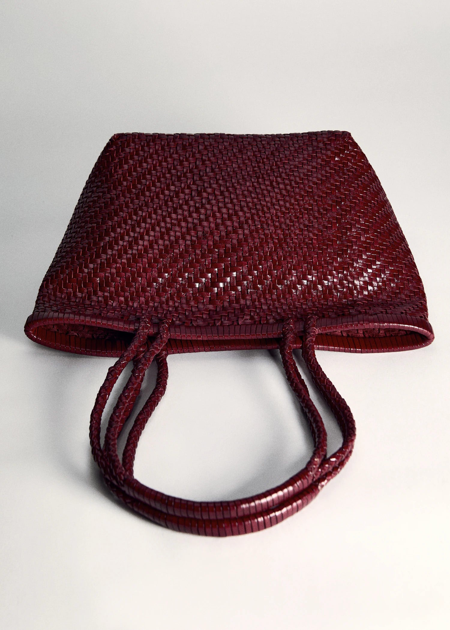 Medium Braided Leather Bag Burgundy