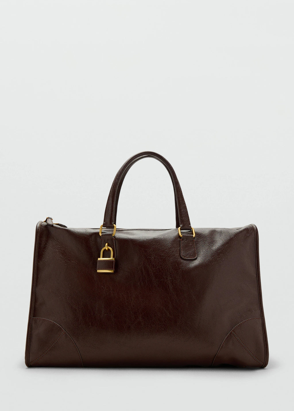 Maxi Shiny Handbag With Straps Chocolate