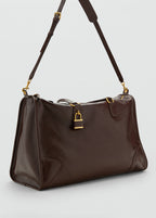 Maxi Shiny Handbag With Straps Chocolate
