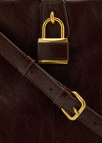 Maxi Shiny Handbag With Straps Chocolate