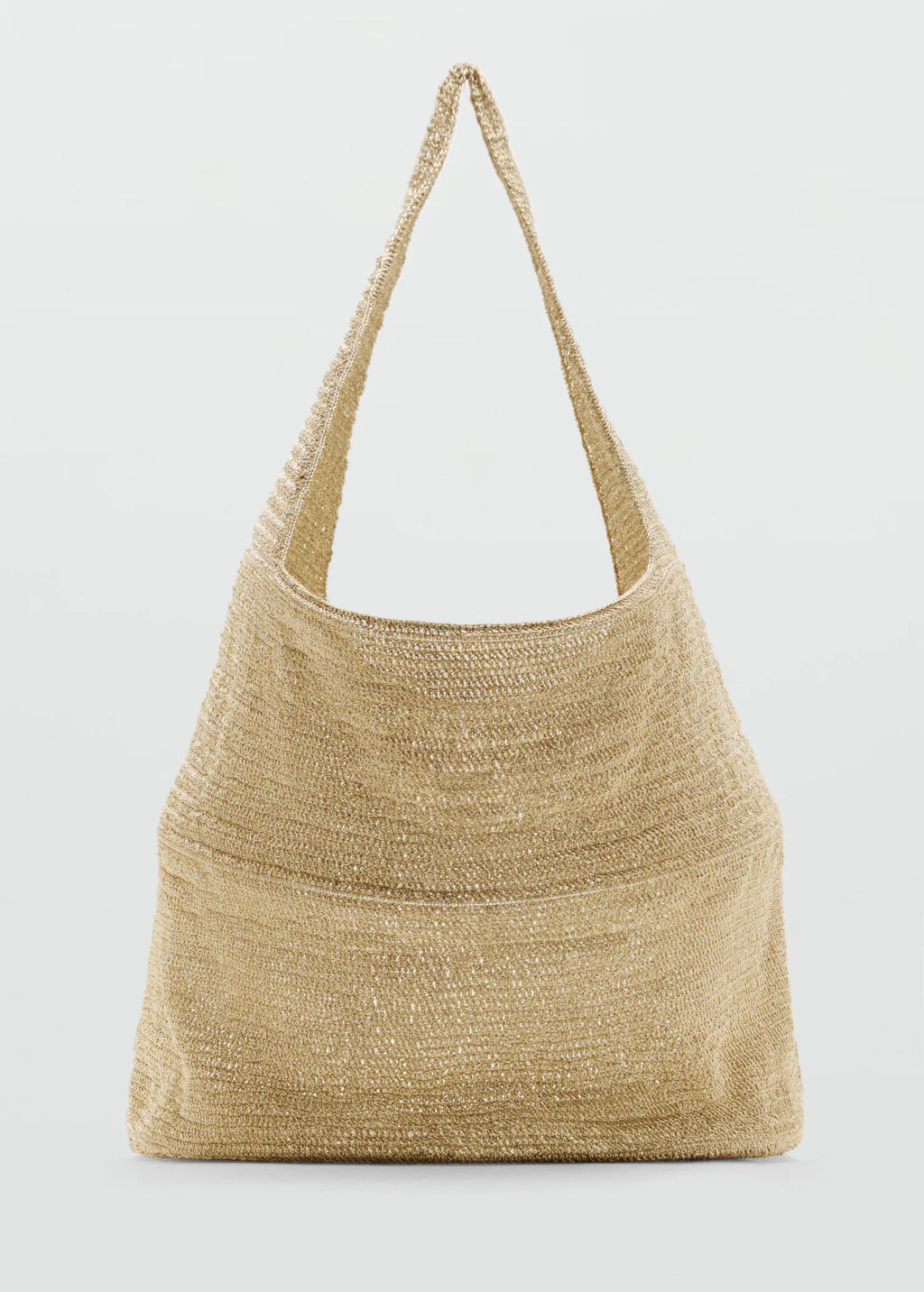 Lurex Maxi Shopper With Circular Base Gold