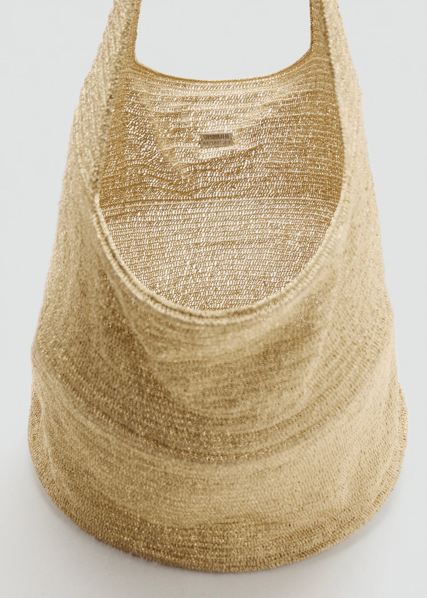 Lurex Maxi Shopper With Circular Base Gold