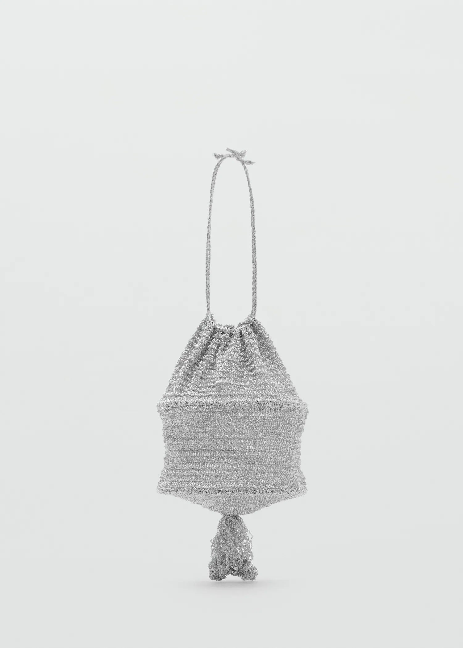 Lurex Bucket Bag With Tassel Silver