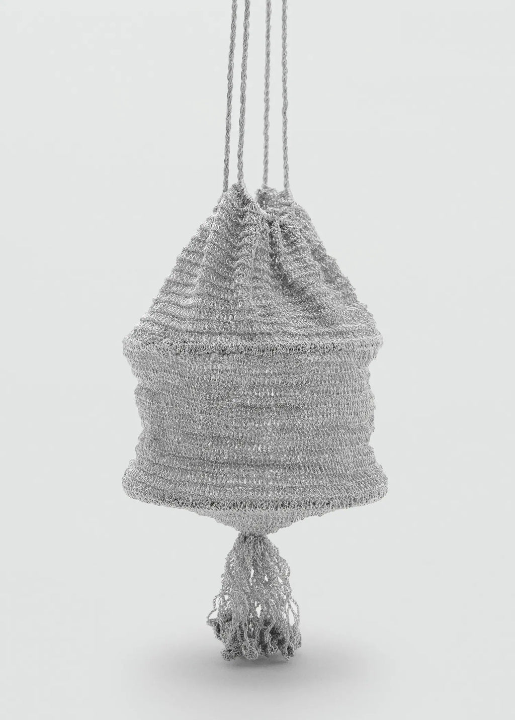Lurex Bucket Bag With Tassel Silver