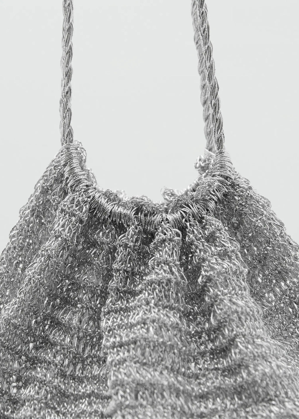 Lurex Bucket Bag With Tassel Silver
