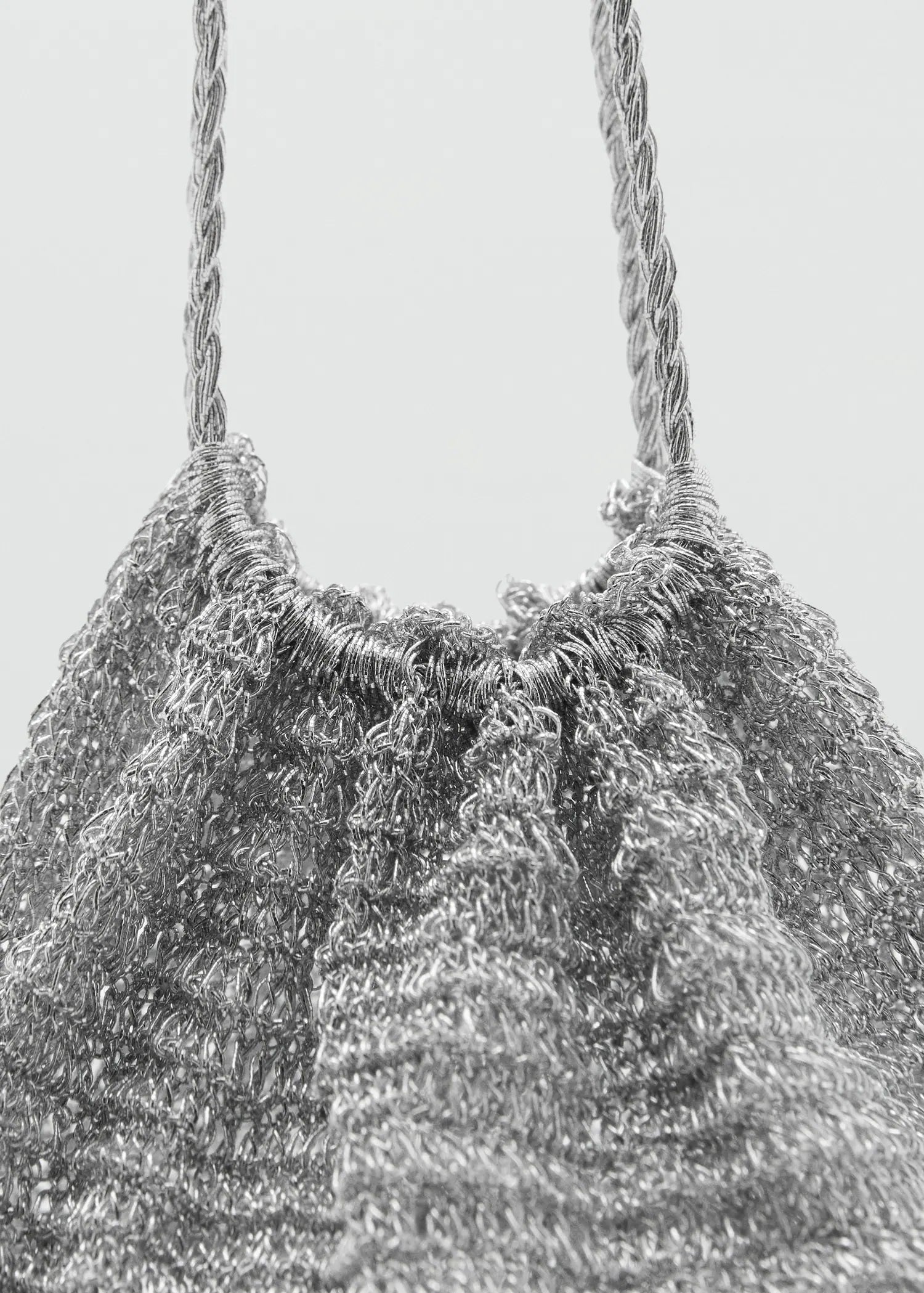 Lurex Bucket Bag With Tassel Silver