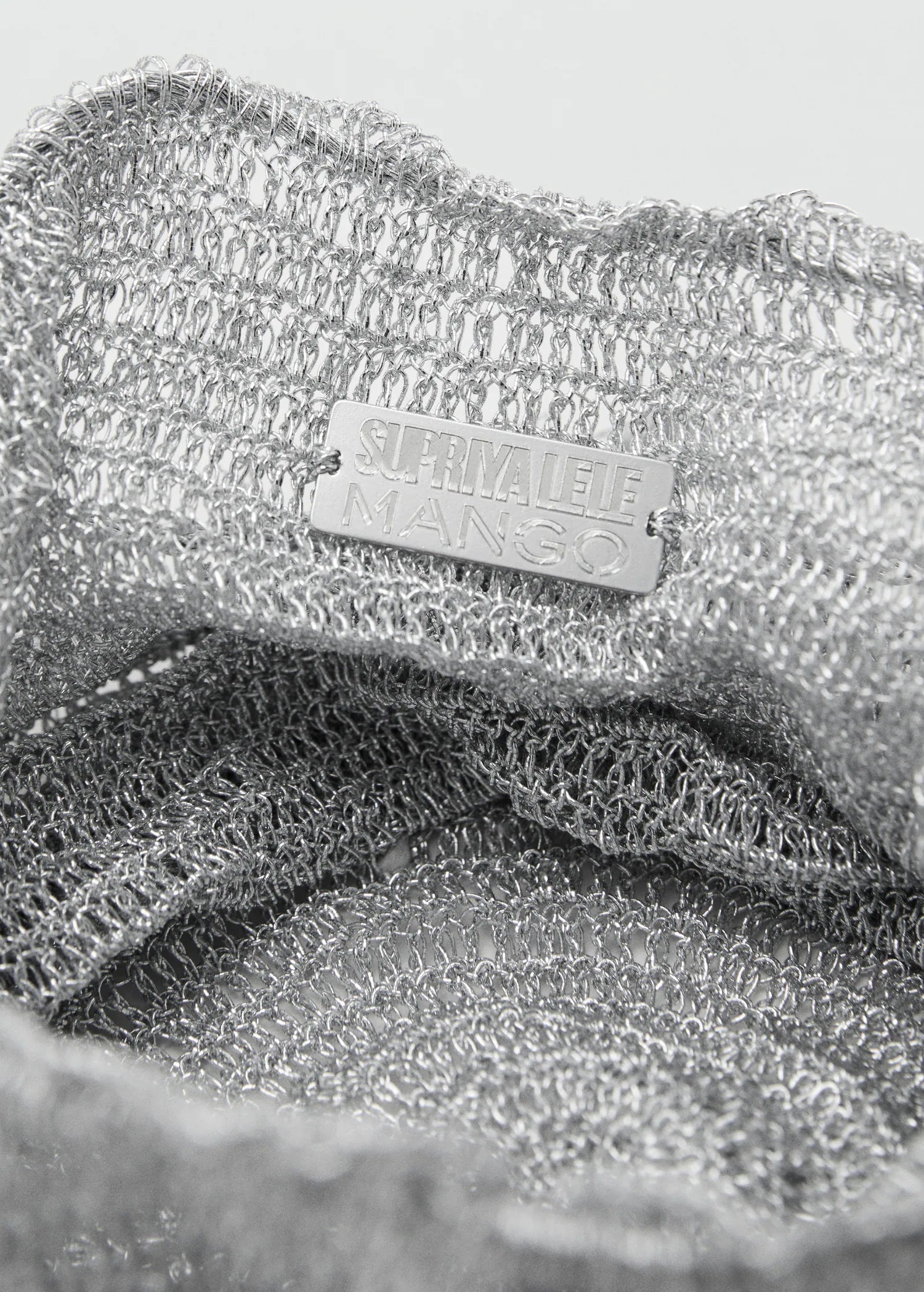 Lurex Bucket Bag With Tassel Silver