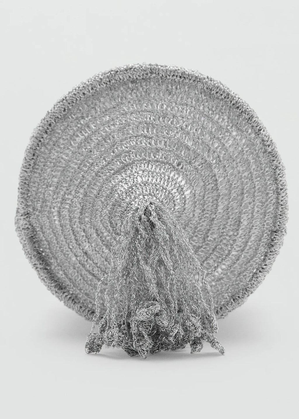 Lurex Bucket Bag With Tassel Silver