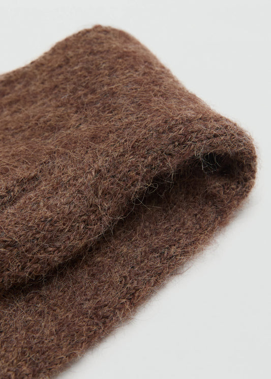 Long Knitted Mittens Brown