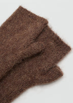 Long Knitted Mittens Brown