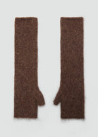 Long Knitted Mittens Brown