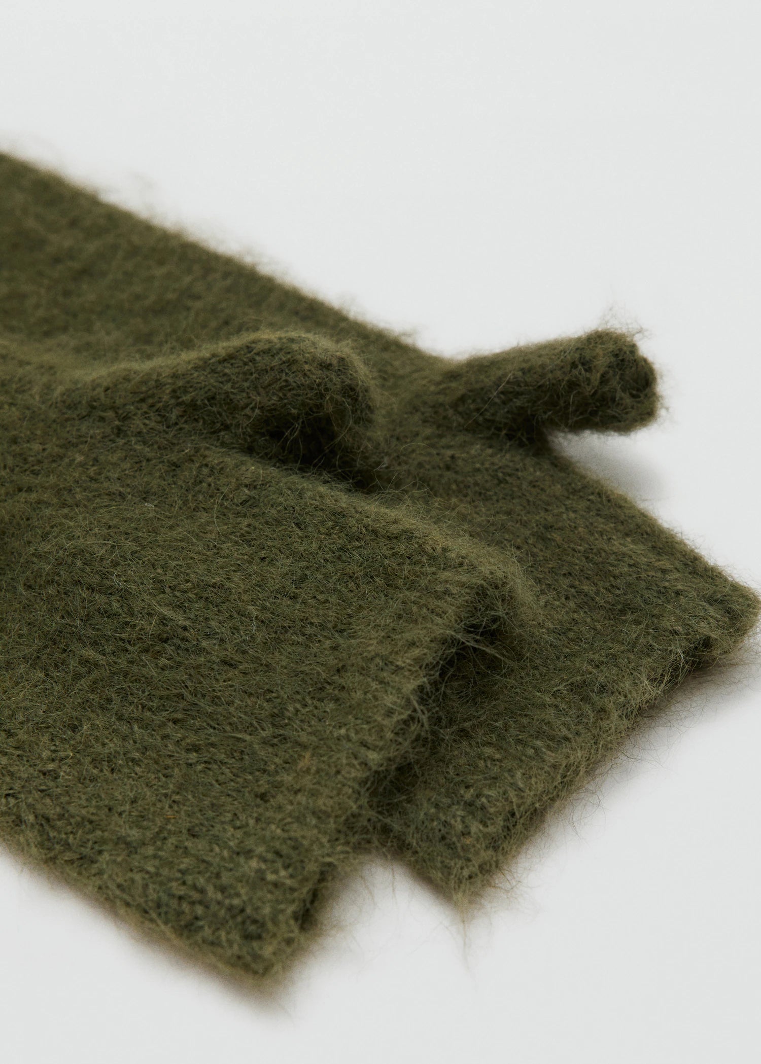 Long Knitted Mittens Khaki