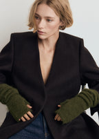 Long Knitted Mittens Khaki