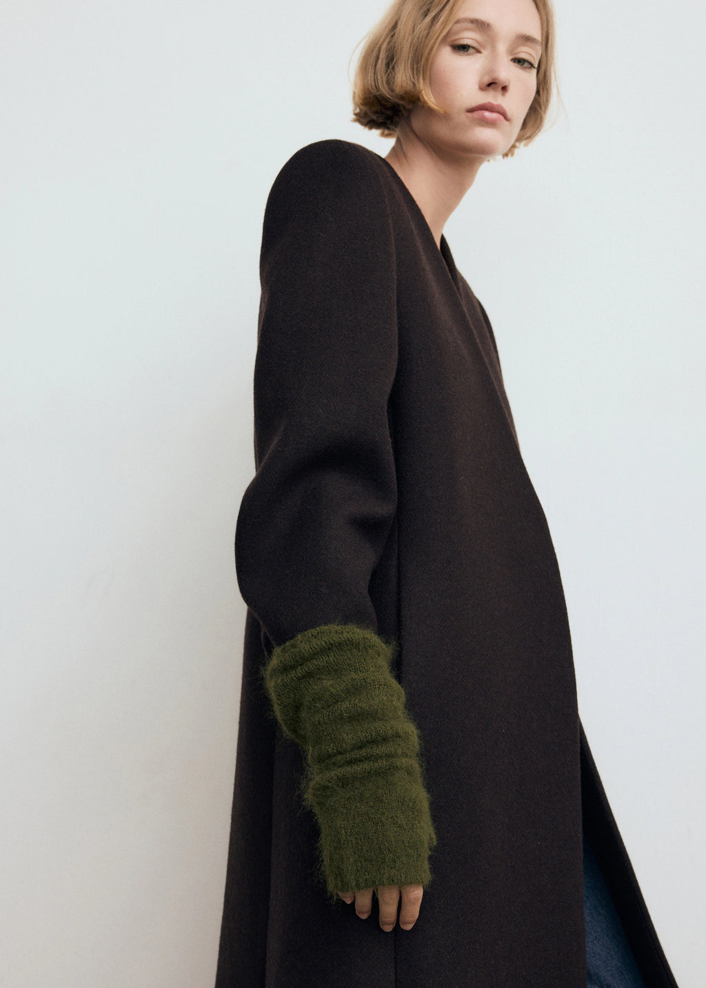 Long Knitted Mittens Khaki