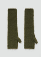 Long Knitted Mittens Khaki