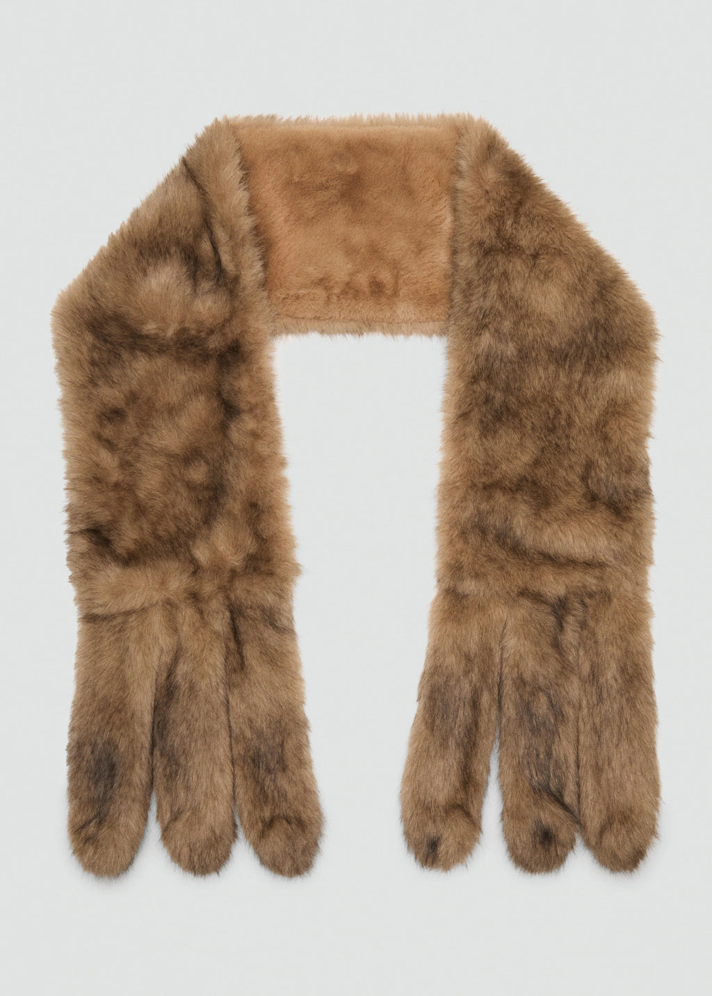 Long Faux Fur Scarf Brown