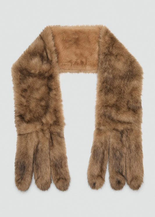 Long Faux Fur Scarf Brown