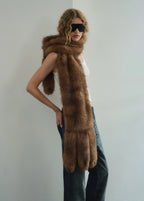 Long Faux Fur Scarf Brown