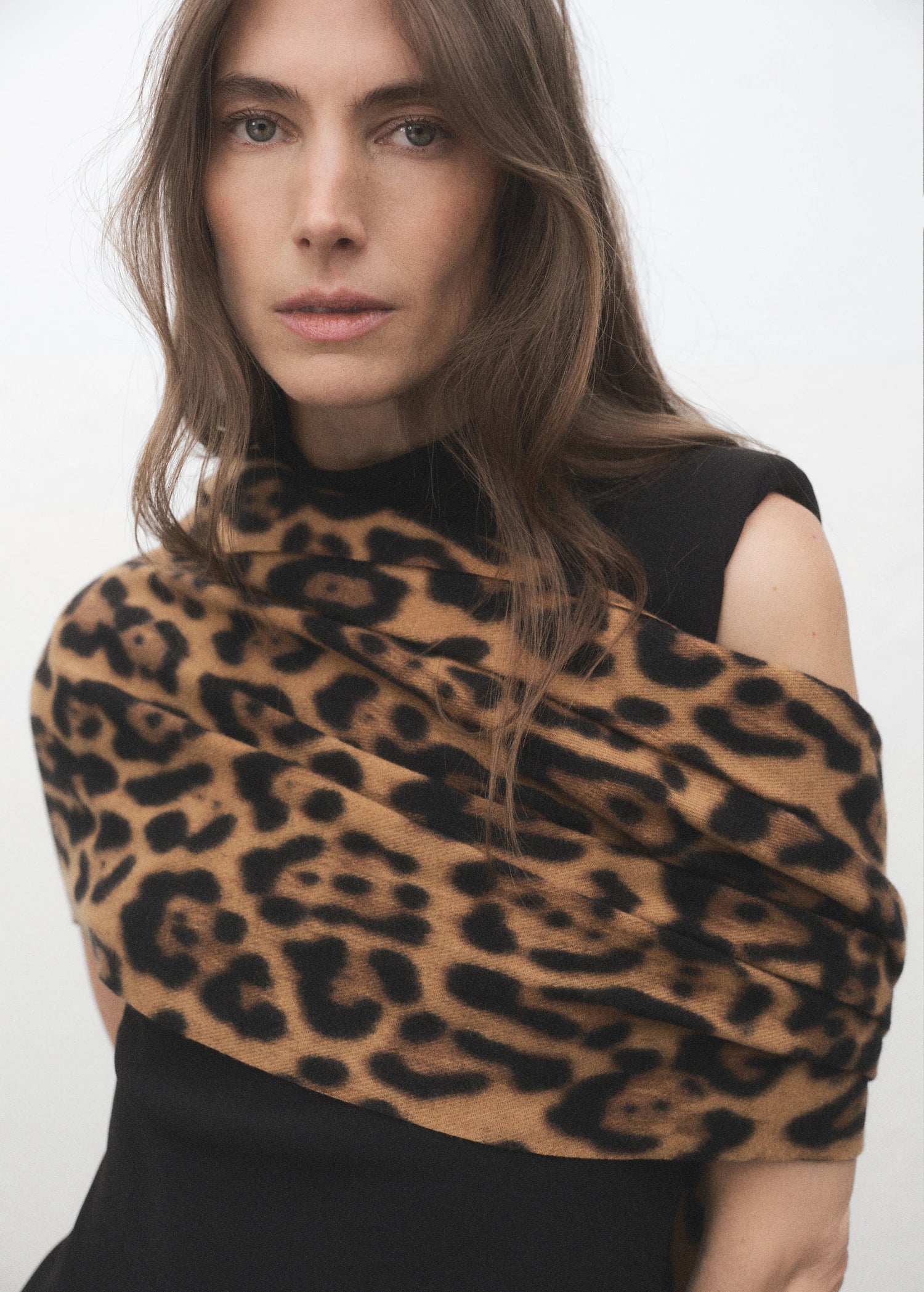Leopard Print Scarf Brown