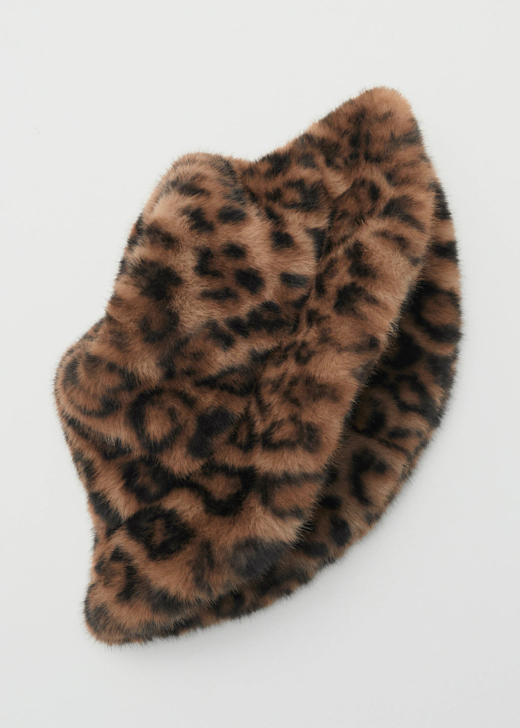 Leopard Print Fur Effect Bucket Hat Brown