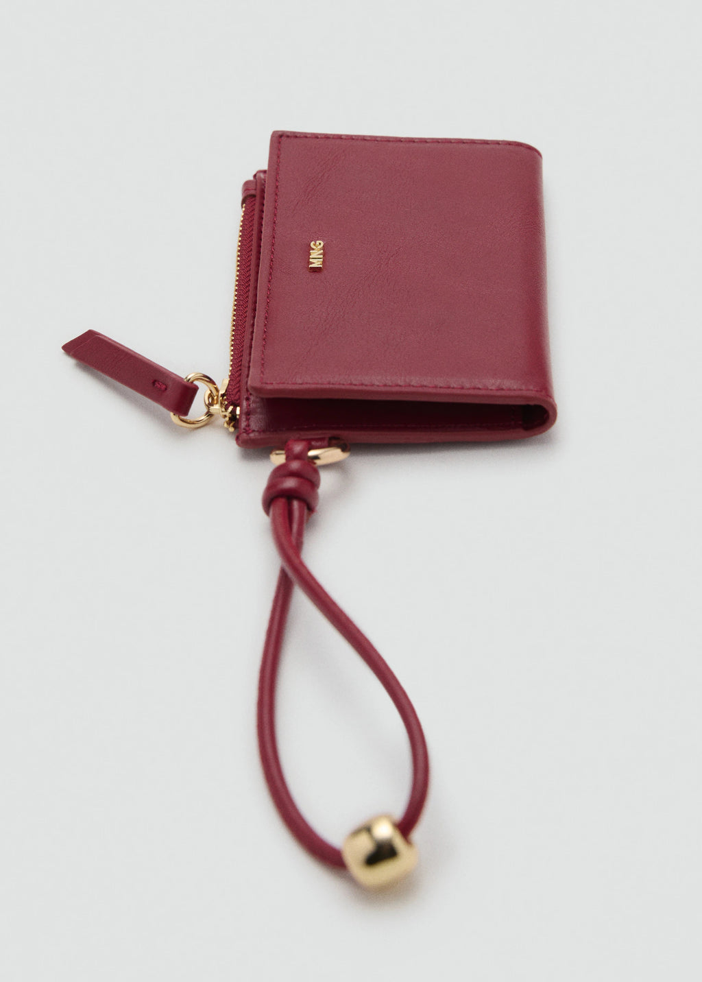 Leather Effect Wallet With Zip Burgundy