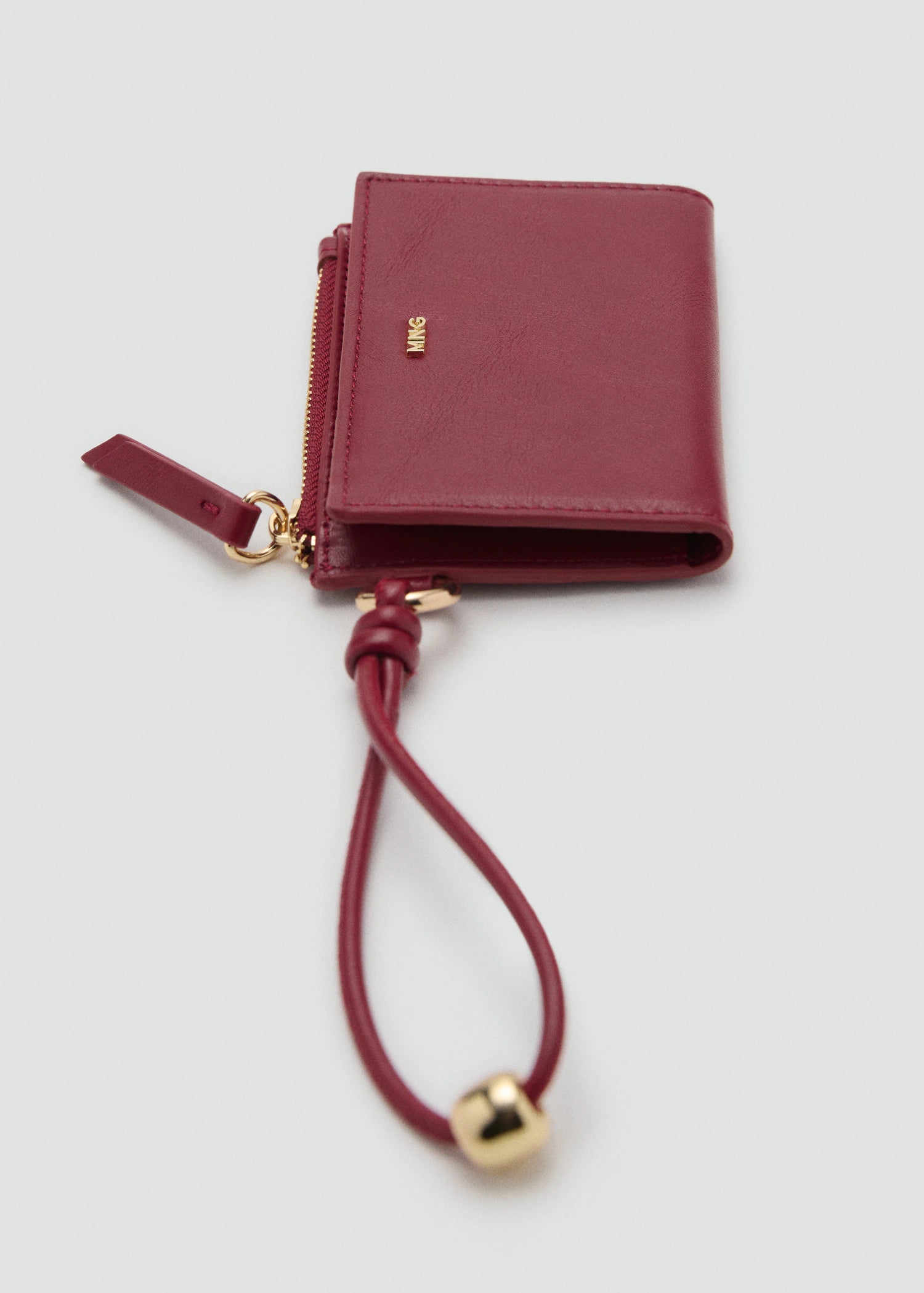 Leather Effect Wallet With Zip Burgundy
