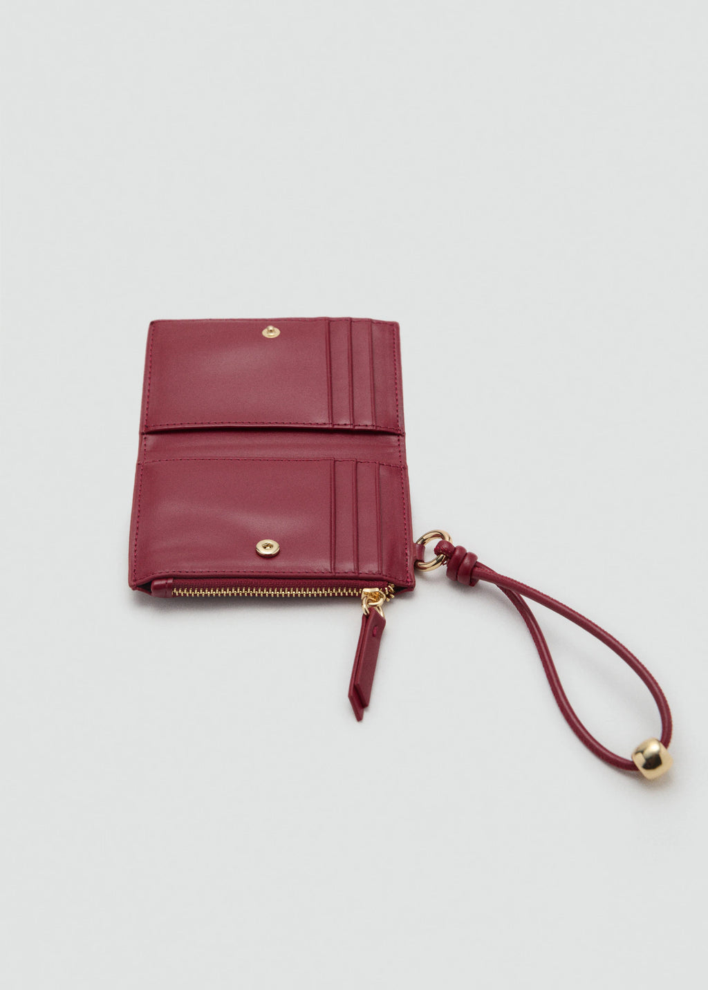 Leather Effect Wallet With Zip Burgundy