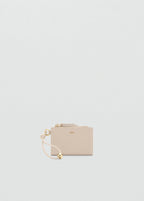 Leather Effect Wallet With Zip Off White