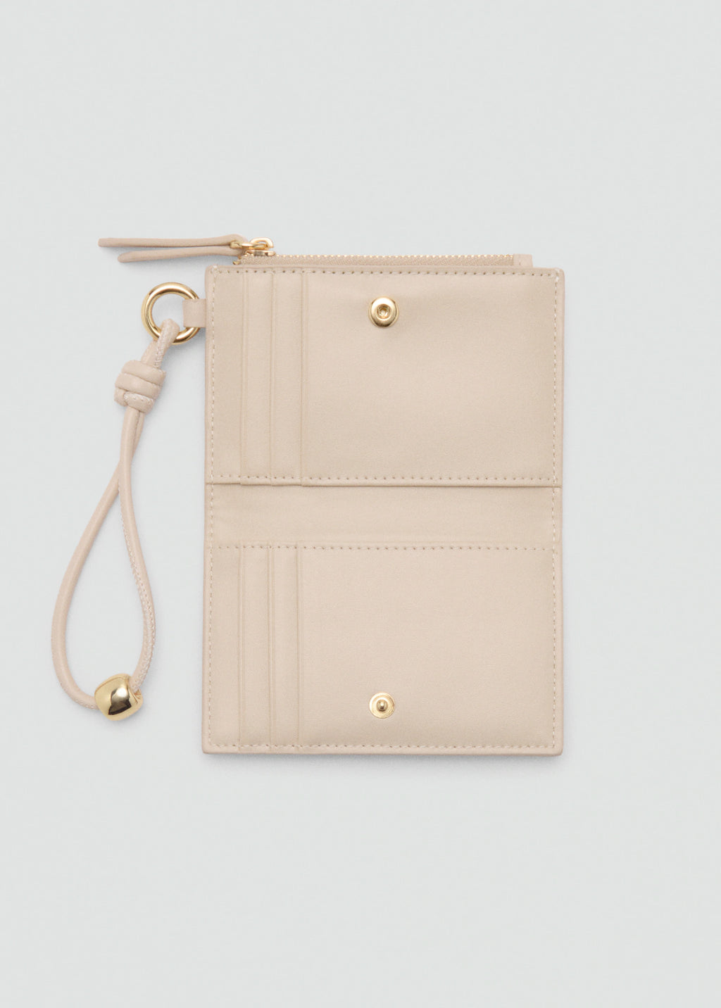 Leather Effect Wallet With Zip Off White