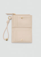 Leather Effect Wallet With Zip Off White