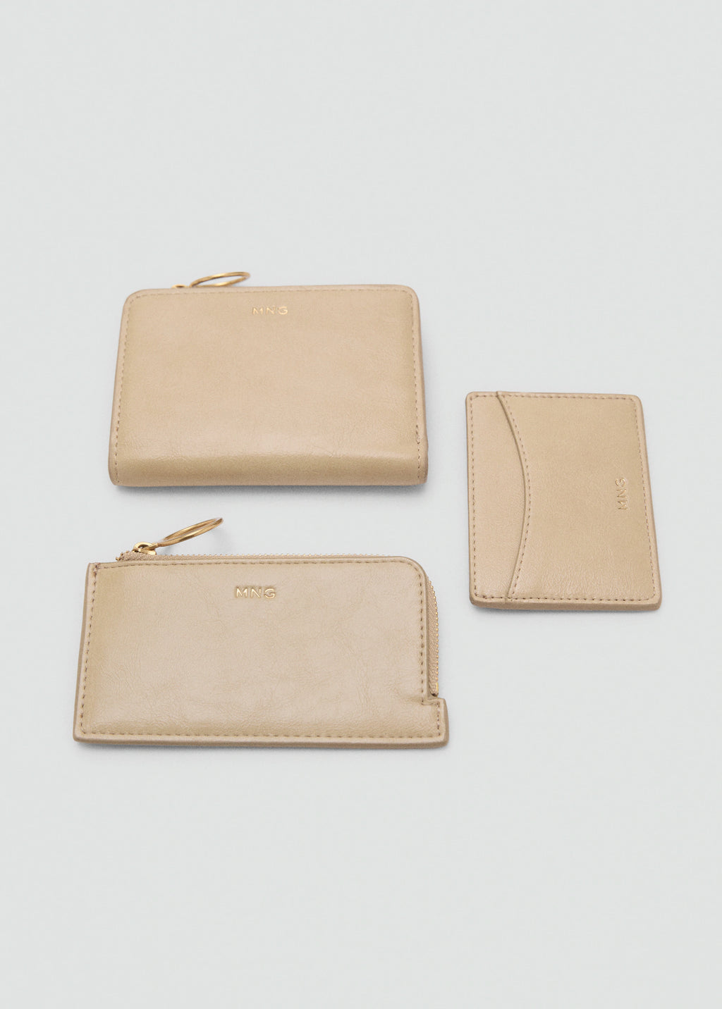Leather Effect Wallet Beige